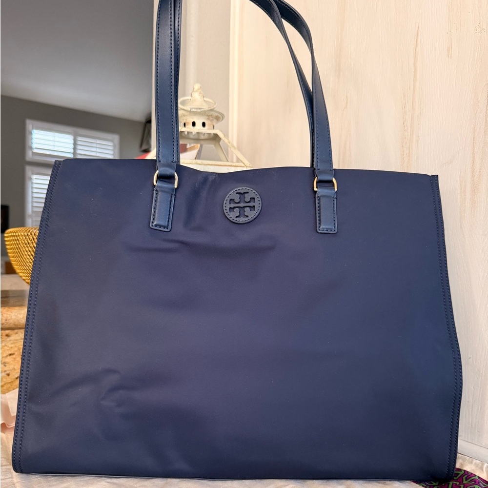 Tory Burch large nylon Ella tote Navy Blue Logo Tote